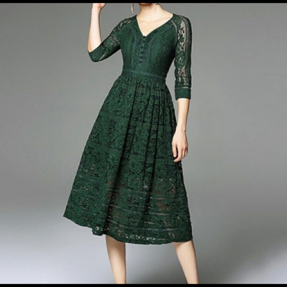Metisu Green Lace Dress